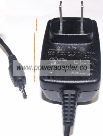 SALCOMP 4302A AC ADAPTER 3.1V 300mA SWITCHING POWER SUPPLY - Click Image to Close