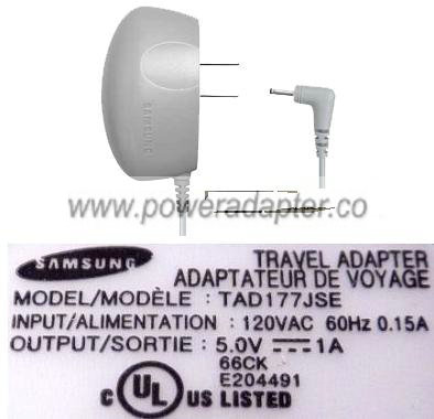 SAMSUNG TAD177JSE AC ADAPTER 5V DC 1A CELL PHONE CHARGER - Click Image to Close