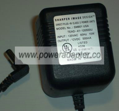 SHARPER IMAGE DESIGN SM901 USA AC ADAPTER 12VDC 500mA 10W - Click Image to Close