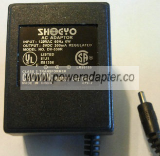 SHOCYO DV-530R AC ADAPTER 5V DC 300MA POWER SUPPLY - Click Image to Close