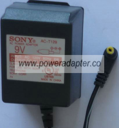 SONY AC-T129 AC ADAPTER 9V 350mA CLASS 2 POWER SUPPLY FOR TELEPH - Click Image to Close