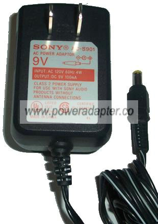 SONY AC-S901 AC ADAPTER 9Vdc 100mA -( )- 1.7x4.8mm 120vac new 4