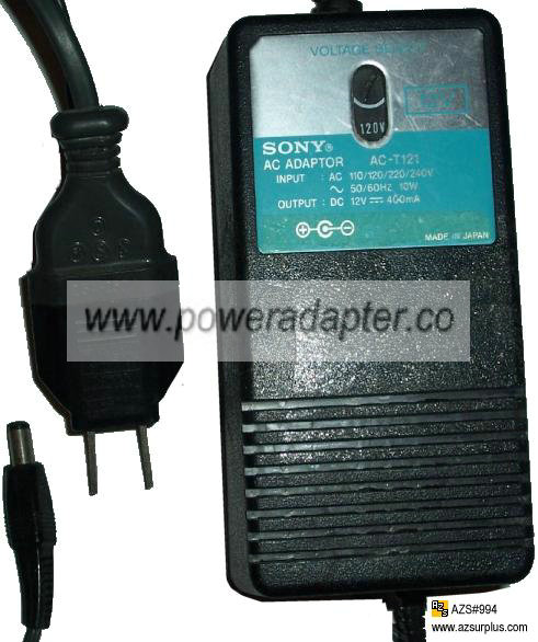 SONY AC-T121 AC ADAPTER 12VDC 400mA 10W POWER SUPPLY - Click Image to Close