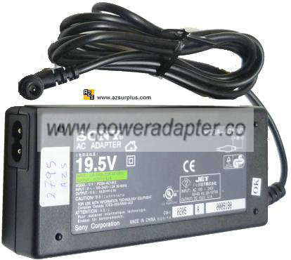 SONY PCGA-AC19V3 AC ADAPTER 19.5VDC 4.7A 90W POWER SUPPLY VGP-AC