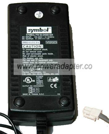 SYMBOL 50-24000-024 AC ADAPTER 24VDC 1.5A POWER SUPPLY