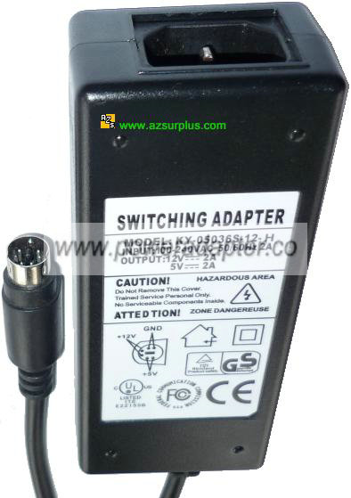 Switching Adapter KY-05036S-12-H AC Adptor 12VDC 5V DC 2A Power - Click Image to Close