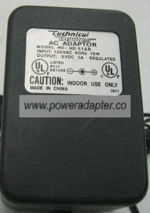 TECHINICAL DEVICES HD-51AR AC ADAPTER 5VDC 1A NEW