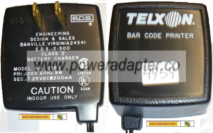 TELXON 8583 AC ADAPTER 7.25V DC 200mA BATTERY CHARGER POWER SUPP - Click Image to Close