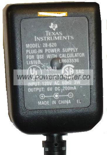 TEXAS INSTRUMENTS 28-620 AC ADAPTOR 6V 200mA PLUG IN POWER SUPPL - Click Image to Close
