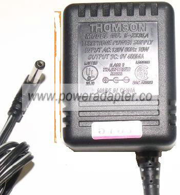THOMSON 5-2330A AC ADAPTER 9V 450mA TELEPHONE POWER SUPPLY CLASS - Click Image to Close