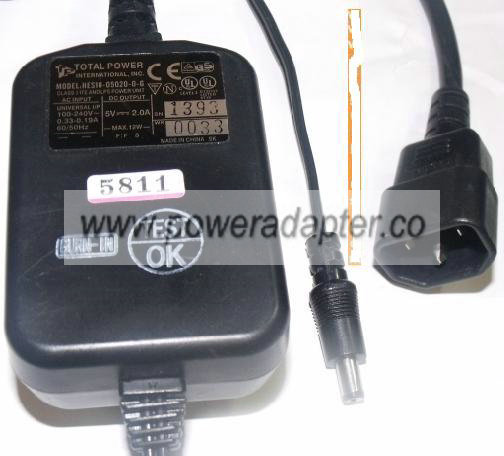 TOTAL POWER HES10-05020-0-G AC ADAPTER 5V 2A CLASS I LPS POWER S - Click Image to Close