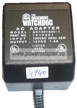 12VAC-AC Adapter for The Basement Watchdog AC1201600-1 1015001 Power Charger 