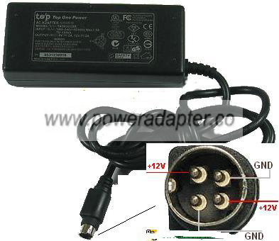 Top One Power TAD0361205 Power Adapter 12VDC 2A 5V 2A 4PIN Swit