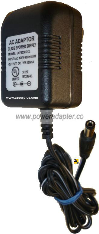 Class 2 Power Supply U075030D12 AC Adaptor 7.5VDC 300mA ADAPTER - Click Image to Close
