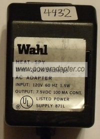 Wahl Dhs 24 26 28 29 35 Heat Spy Ac Adapter Dc 7 5v 100ma Wahl Dhs 24 26 28 29 35 Heat S 24 14 Power Adapter Store Ac Power Adapter