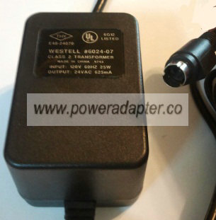 WESTELL 6024-07 AC ADAPTER 24V 625MA POWER SUPPLY CLASS 2