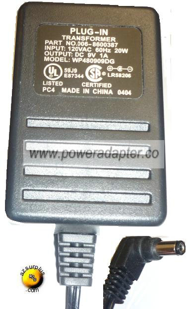 WP480909DG AC ADAPTER 9VDC 1A NCR 7892 BARCODE SCANNER PLUG IN - Click Image to Close