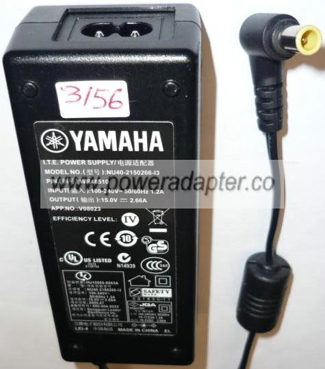YAMAHA NU140-2150266-13 AC ADAPTER 15VDC 2.66A ITE POWER SUPPLY - Click Image to Close