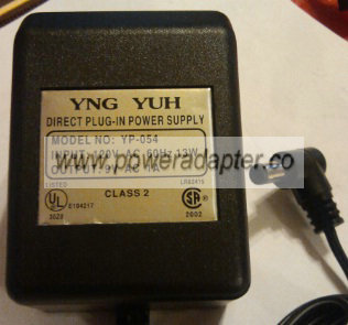 YNG YUH YP-054 AC ADAPTER 9VAC 1A POWER SUPPLY - Click Image to Close