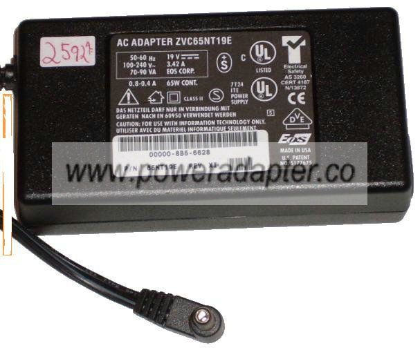 ZVC65NT19E AC ADAPTER 19VDC 3.42A POWER SUPPLY - Click Image to Close