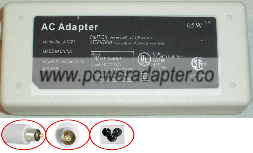 Replacement A1021 AC Adapter 24.5V 2.65A Apple Power Supply - Click Image to Close