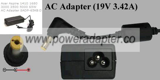 Delta SADP-65KB D AC adapter 65W 19VDC 3.42A -( ) 1.7x5.5mm Used - Click Image to Close