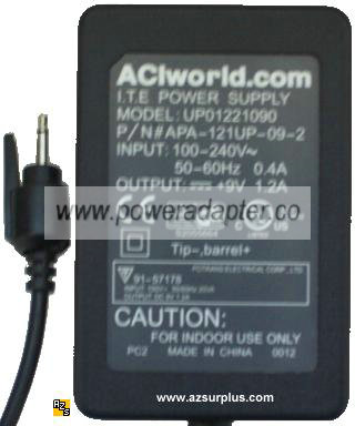 ACI WORLD UP01221090 AC ADAPTER 9VDC 1.2A APA-121UP-09-2 ITE POW