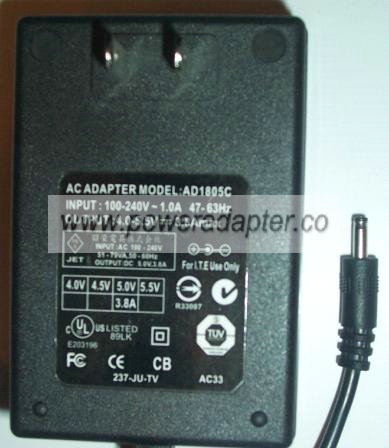 AD1805C AC DC ADAPTER 5.5V 3.8A POWER SUPPLY