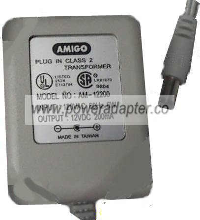 Amigo AM-12200 AC ADAPTER 12VDC 200mA DIRECT PLUG IN TRANSFORMER - Click Image to Close