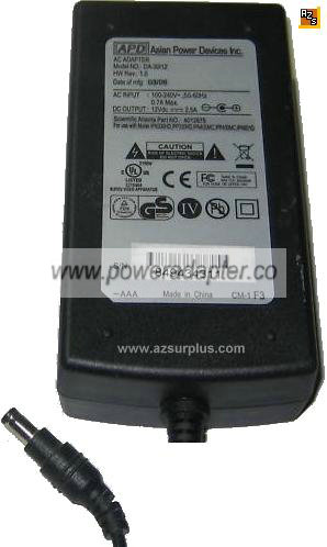 APD DA-30I12 AC ADAPTER 12VDC 2.5A Power Supply for External HDD - Click Image to Close