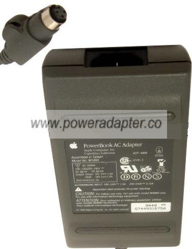 APPLE M1893 POWERBOOK AC DC ADAPTER 16V 1.5A 1A POWER SUPPLY - Click Image to Close