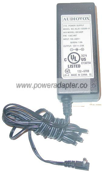 AUDIOVOX NL20-120200-I1 AC ADAPTER 12Vdc 2A HK1ADP Portable DVD - Click Image to Close