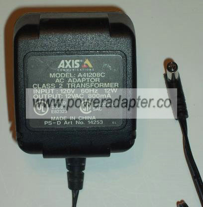 AXIS A41208C AC DC ADAPTER 12V 800MA POWER SUPPLY
