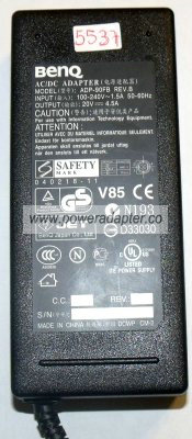 BENQ ADP-90FB AC ADAPTER 20VDC 4.5A POWER SUPPLY LCD MONITOR TV