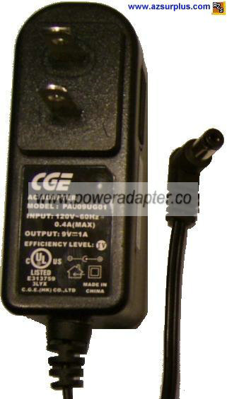 CGE PA009UG01 AC ADAPTER 9VDC 1A E313759 POWER SUPPLY - Click Image to Close