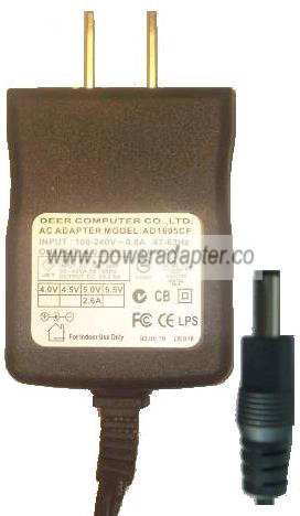 DEER AD1605CF AC ADAPTER 5.5V 2.6 2.3A 2.5mm POWER SUPPLY - Click Image to Close