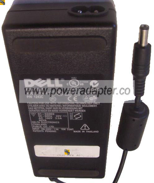 Dell ADP-70BB PA-4 AC ADAPTER 20VDC 3.5A POWER SUPPLY FOR LAPTOP - Click Image to Close