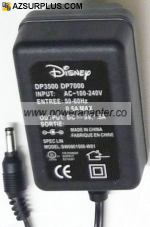 DISNEY SW0901500-W01 AC ADAPTER 9VDC 1.5A POWER SUPPLY DP3500 DP - Click Image to Close