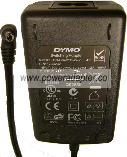DYMO DSA-0421S-242 ADAPTER 24VDC 1.75A 42W 2.5x5.5mm SWITCHING