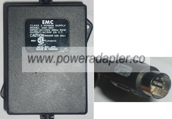 EMC 250-007 AC ADAPTER 24V 2A POWER SUPPLY - Click Image to Close
