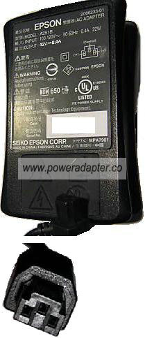 EPSON A251B AC ADAPTER 42VDC 0.42A POWER SUPPLY - Click Image to Close
