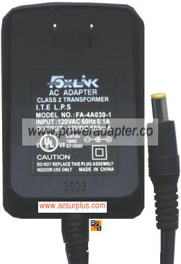 Foxlink FA-4A030-1 AC Adapter 12VDC, 500mA f Microsoft G Router - Click Image to Close