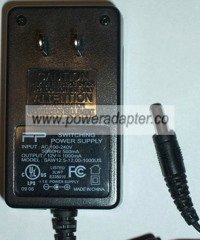 FP SAW12.5-12.00-1000US AC DC ADAPTER 12V 1APOWER SUPPLY - Click Image to Close