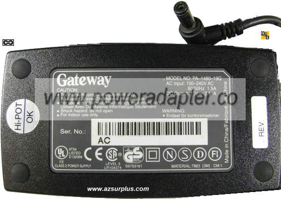 GATEWAY 2000 ADP-50FB AC ADAPTER 19VDC 2.64A 6500731 NOTEBOOK P - Click Image to Close