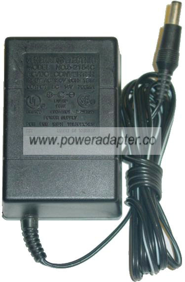 GENERAL ELECTRIC 5-2154C AC ADAPTER 14V DC 700mA (-) 1.5x5.4mm - Click Image to Close