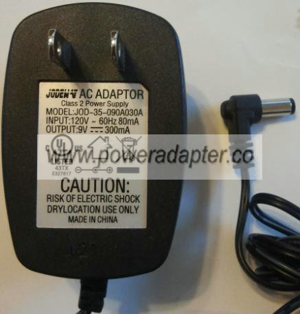 JODEW JOD-35-090A030A AC ADAPTER 9VDC 300MA NEW 2 x 5.5 x 12mm - Click Image to Close