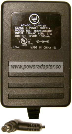 LEI 481215003CT AC DC ADAPTER 12V 1500mA POWER SUPPLY