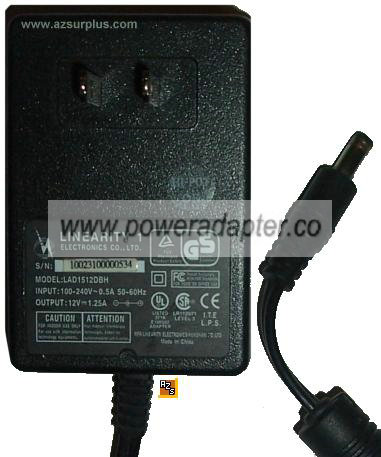 LINEARITY ELECTRONICS LAD1512DBH AC ADAPTER 12Vdc 1.25A POWER SU - Click Image to Close