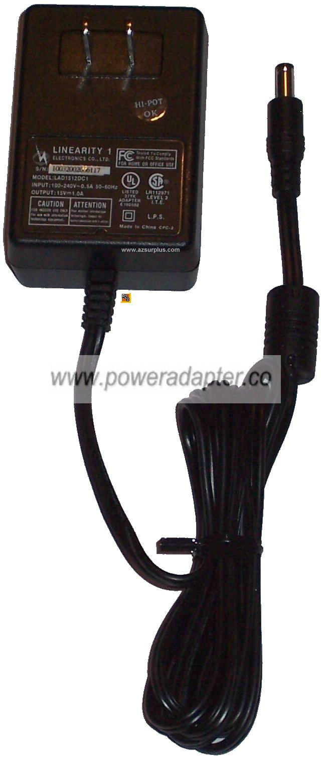 LINEARITY 1 LAD1512DC1 AC ADAPTER 15VDC 1A -( )- 2.5x5.5mm New P - Click Image to Close