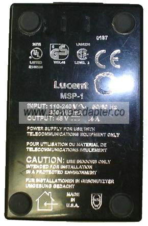 LUCENT MSP-1 AC ADAPTER 48V DC 0.4A 110-120V NEW POWER SUPPLY 1 - Click Image to Close